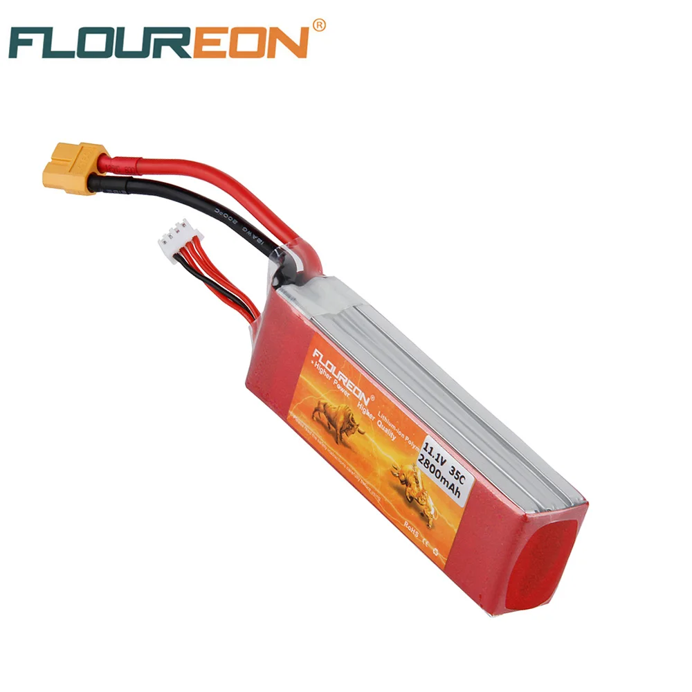FLOUREON 11 1 В 2800 мАч 35C Lipo RC батарея 3S для управления перезаряжаемые литий полимерные