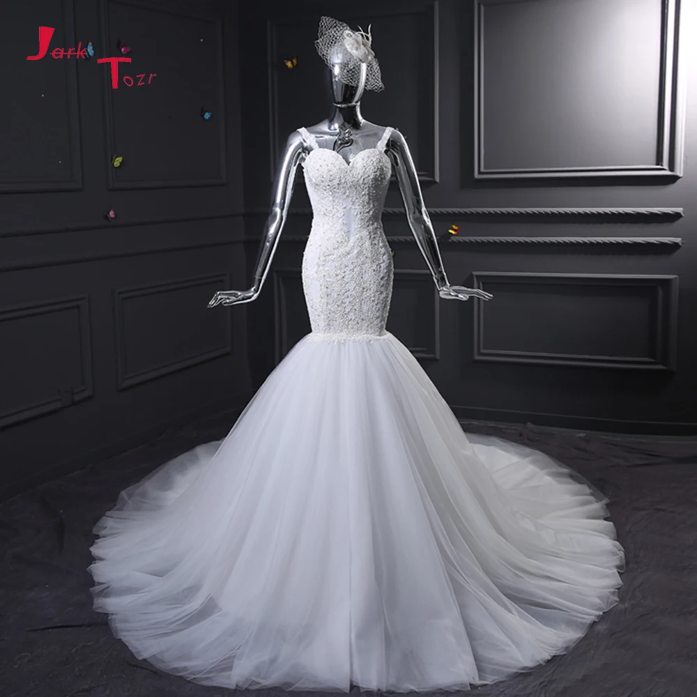 Jark Tozr Robe De Mariee милые на бретелях белые свадебные платья фатиновое годе свадебное