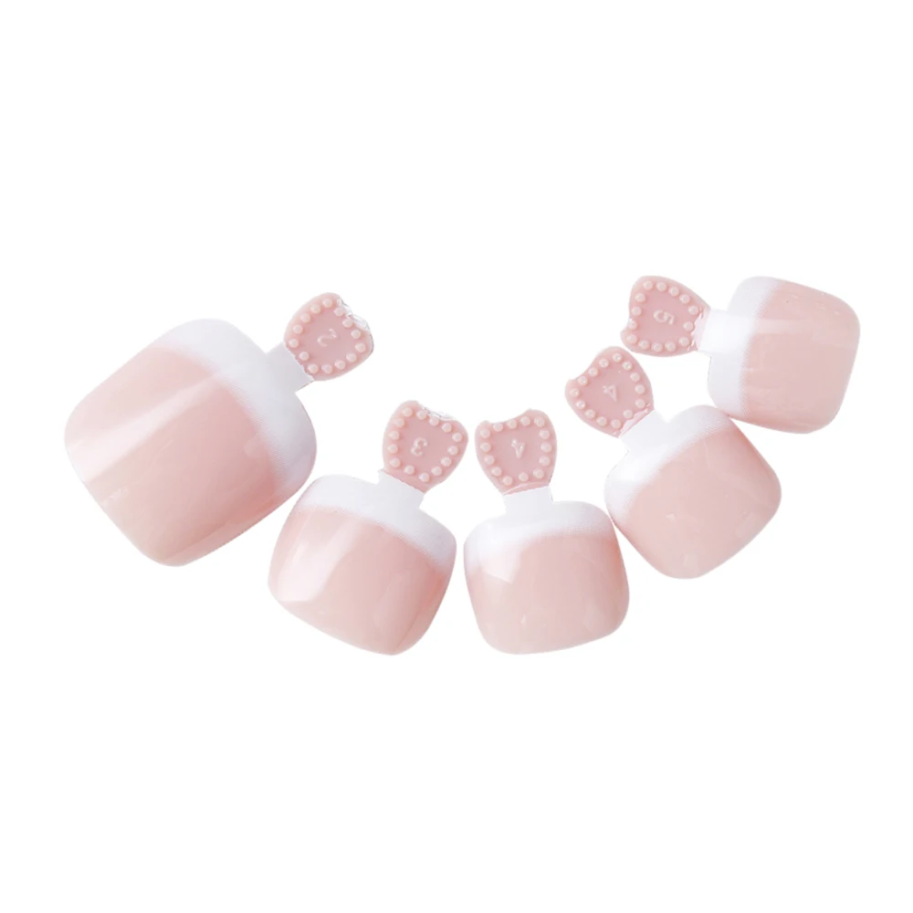 24Pcs False Toenail Tips Set French Full Cover Fake Toe Nail for DIY Manicure DecorationHK60 | Красота и здоровье