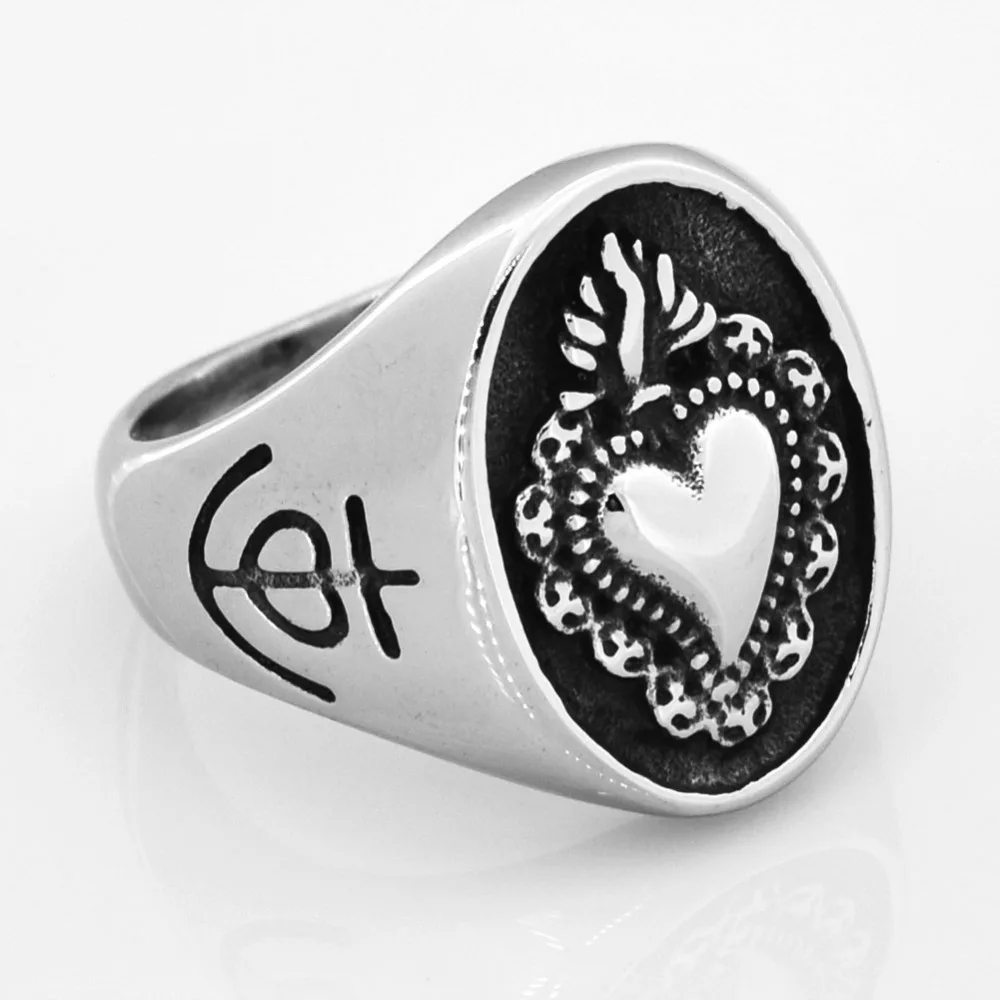 Fanssteel из нержавеющей стали ювелирные изделия нержавеющей стали пламени кольцо в форме сердца, FSR14W33