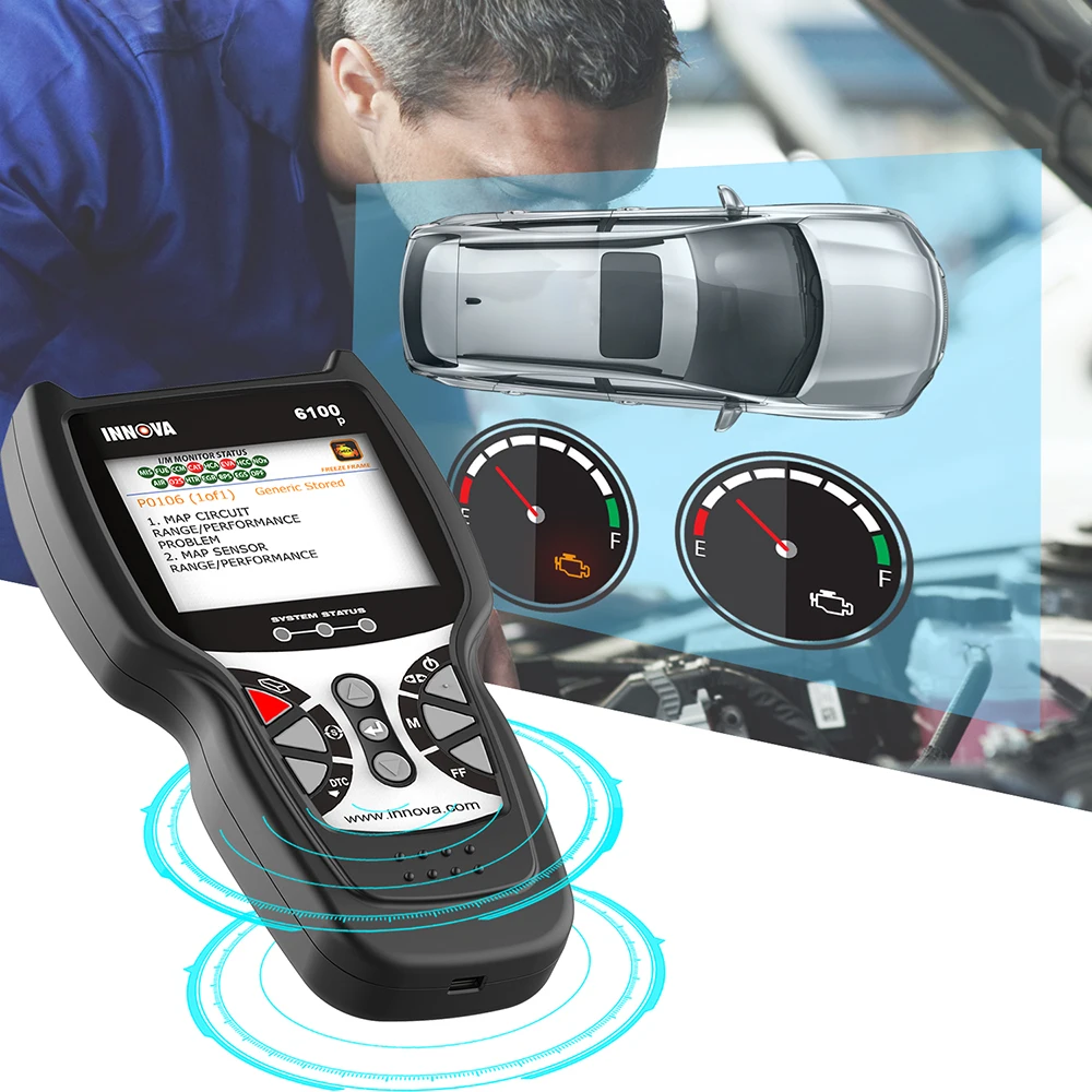Innova 6100P Профессиональный сканер OBD2 код двигателя считывающий инструмент ABS SRS