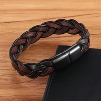 xqni fashion braided hollow bracelet ethnic bohemia style brown color leather bracelet for men cool boys birthday party gift