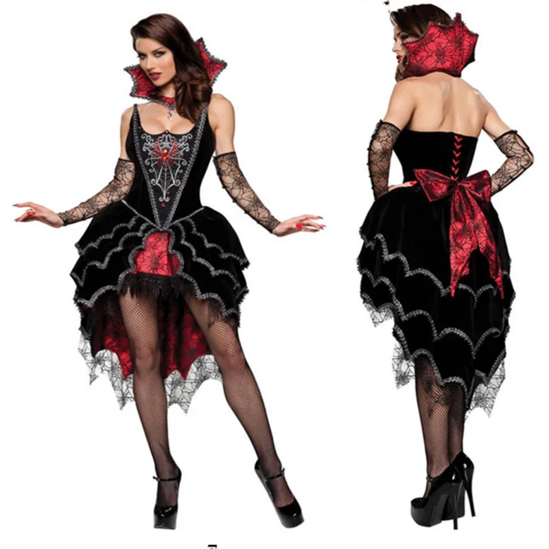 Высококачественные черные костюмы вампира на Хэллоуин женские маскарадные