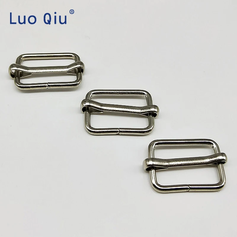 

Luo Qiu 10 pcs/lot 20mm Silver Webbing adjustment buckle suspenders buckles Belt Slider Third gear deduction suspender clips