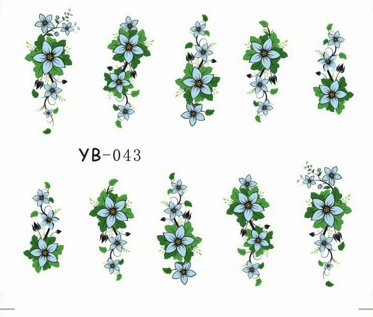 1X наклейка для ногтей большой цветок лоза лилия водные переводки наклейки