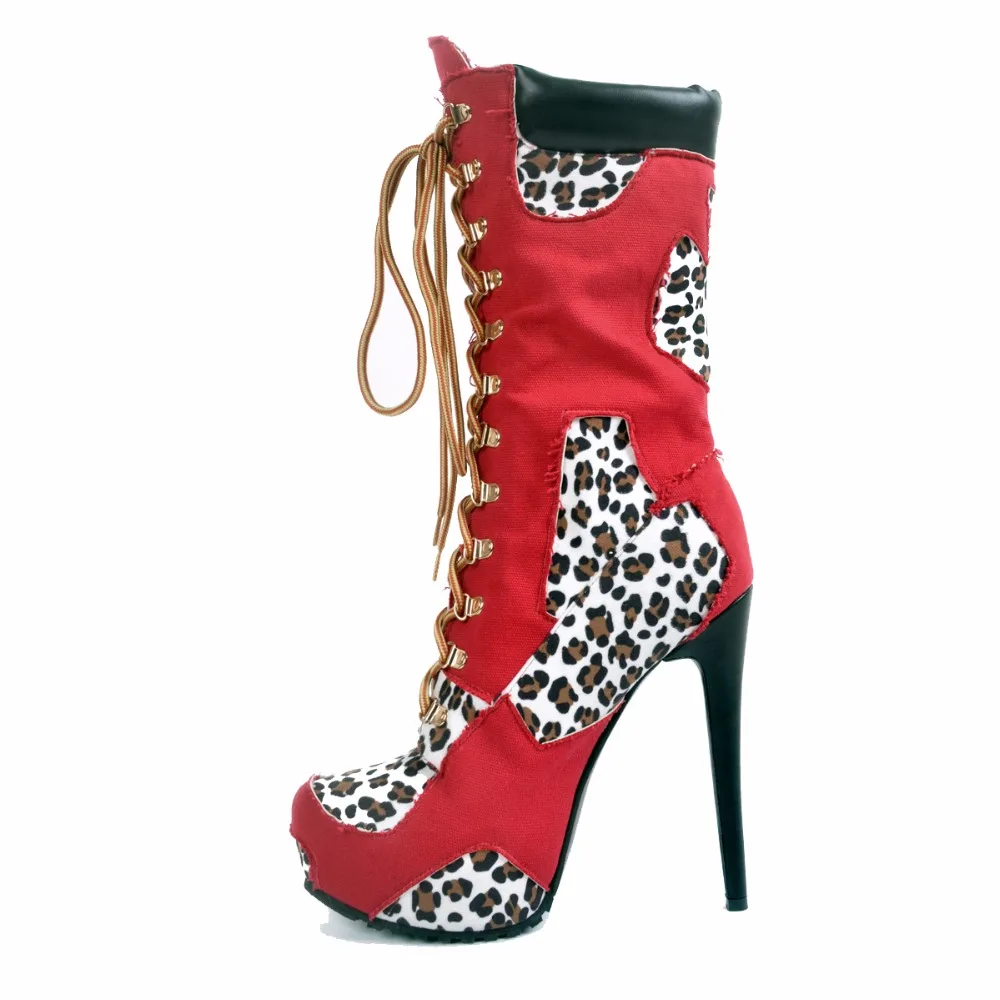 Женские сапоги до середины икры на платформе с круглым носком тонком высоком