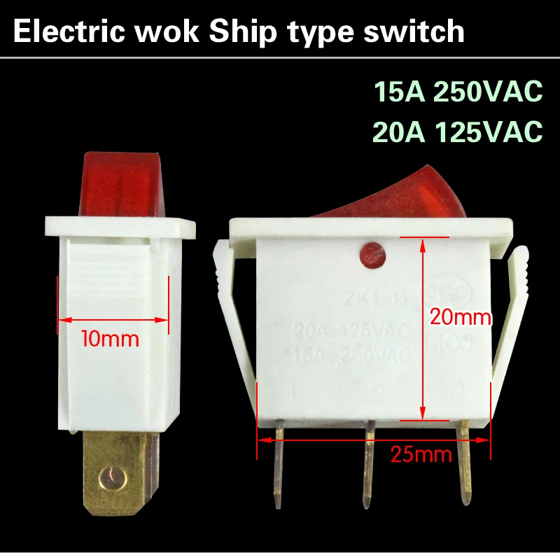KCD3 Белый Лодка тип переключатель; кулисный переключатель 25x20 мм 15A250V 3-контакт 2-передач Лодка тип переключатель
