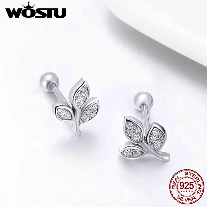 Женские серьги пусеты WOSTU из 100% стерлингового серебра 925 пробы с прозрачными