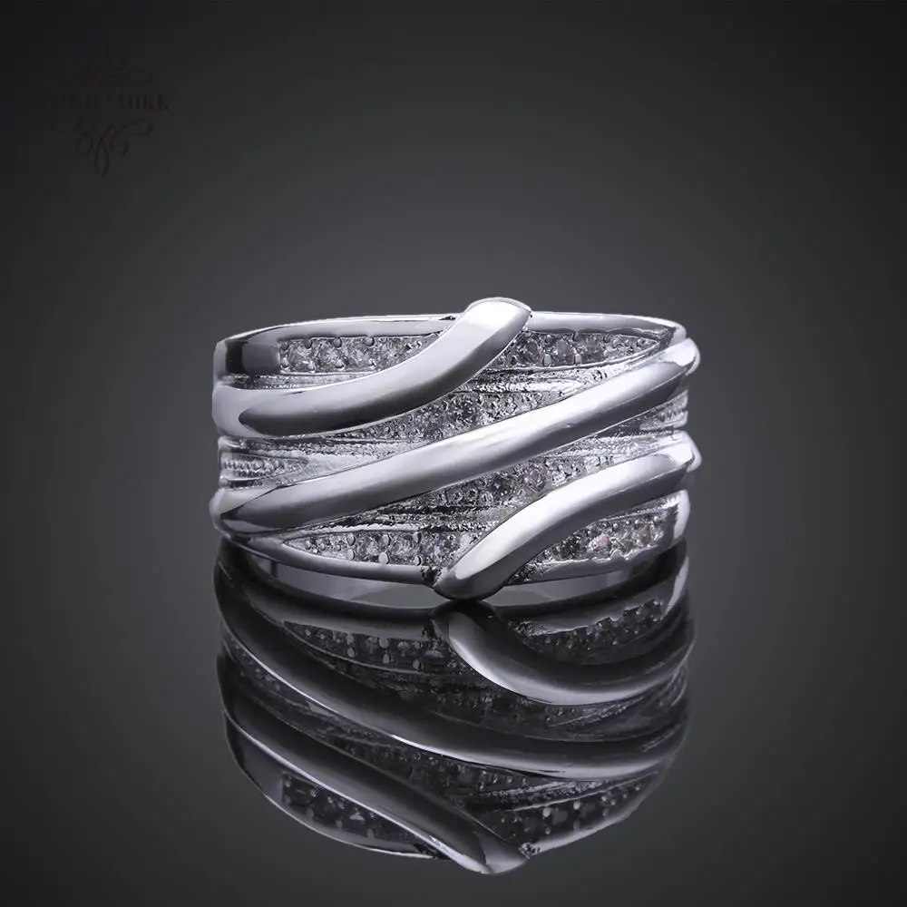 2015 Promotion Freeshipping Cubic Zirconia Women Trendy Rings For R572-8 925 Plated New Design Finger Ring Lady | Украшения и