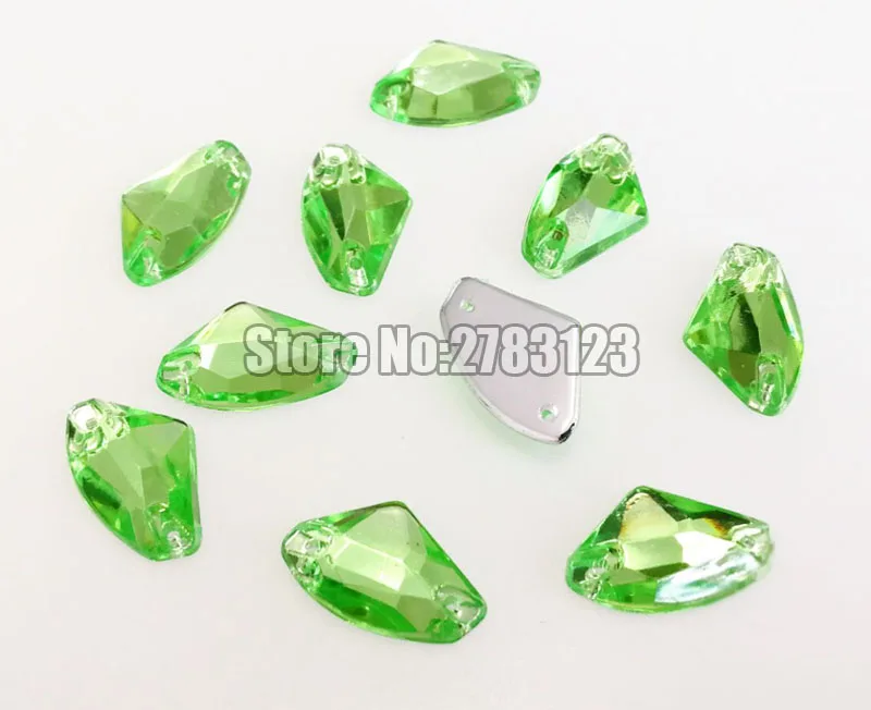 Light green 12x18 мм 15x24 мм 17x27 мм 50 шт. веерообразные высококачественные акриловые стразы с двумя отверстиями, diy/аксессуары для одежды - Цвет: Light green