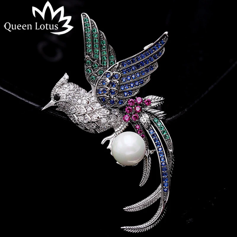 Женская Брошь с жемчугом Queen Lotus серебряная брошь в виде птицы ювелирное изделие и