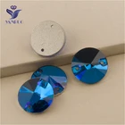 YANRUO 3200, все размеры, Синий Циркон, роскошные стеклянные стразы, риволи, кристалл, Пришивные кристаллы, аппликация для платьев