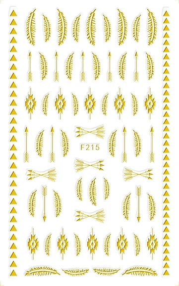 F215 gold Самоклеящиеся золотые серебряные черные белые наклейки для ногтей украшения поддельные аксессуары для ногтей паук F213-220 - Цвет: F215 gold