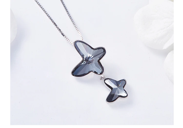 Cdyle стерлингового серебра 925 ожерелье украшено кристаллами от Swarovski бабочки подвесные женские украшения ожерелье