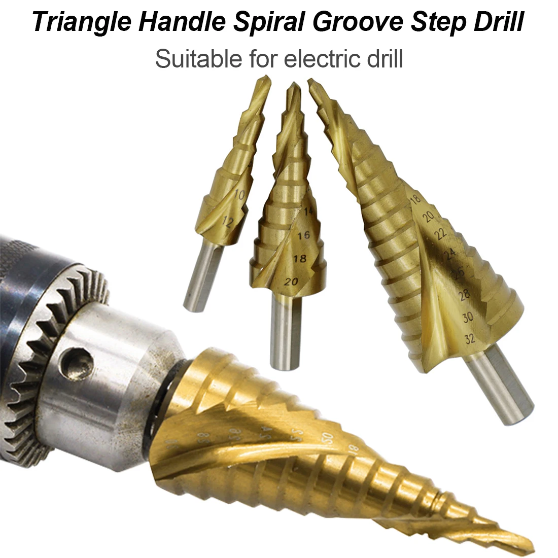 Набор ступенчатых Сверл с треугольной ручкой 3 шт. 4-32 мм HSS спиральное Рифленое