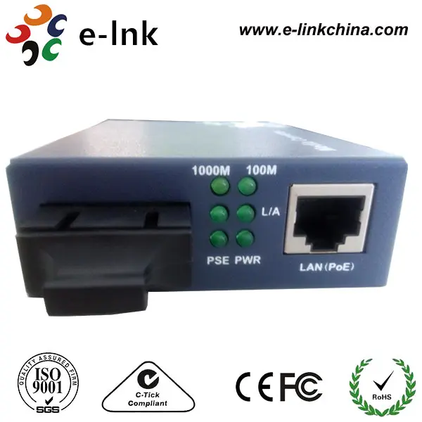 

25.5W 10/100Mbps fast SM Dual Fiber 20KM PoE/PSE Media Converters