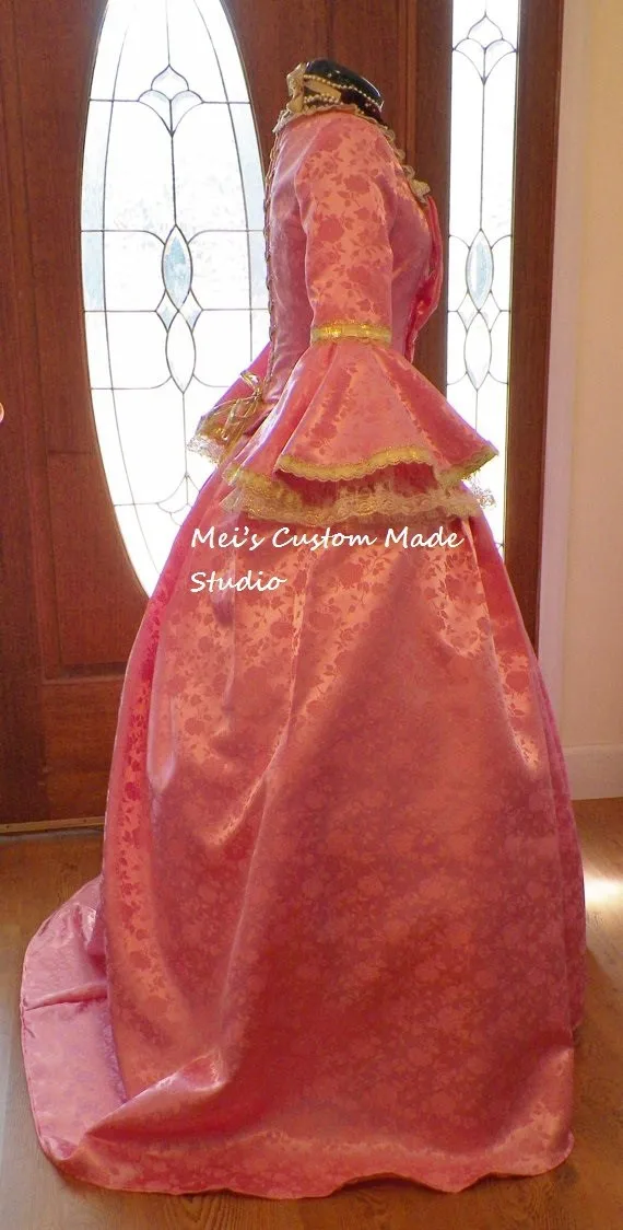 Французский розовый маскарадный бальный костюм Mardi Gras Panniers на заказ|dress gown|marie