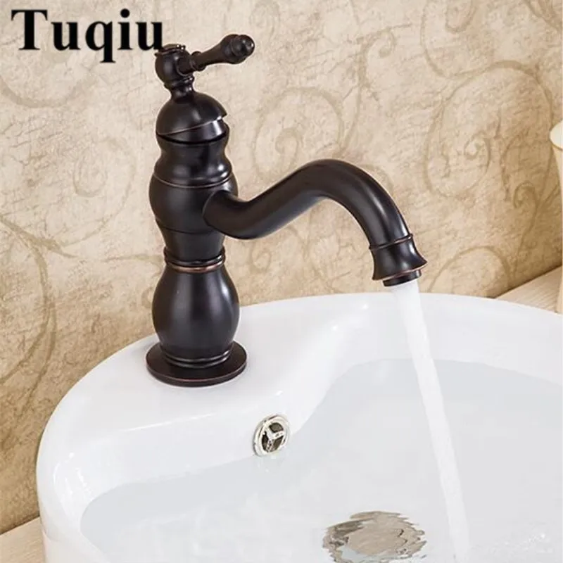 

Basin Faucet Black Oil Brushed Bathroom Faucet Single Handle Single Hole Cold Hot Sink Mixer Tap Deck Mounted Wash Basin Faucet