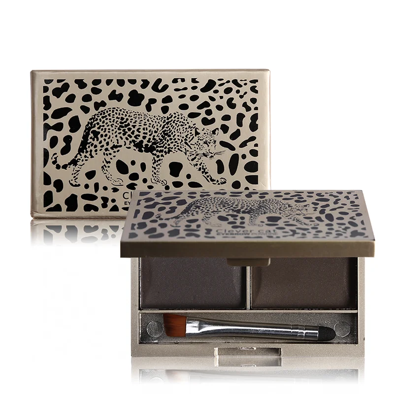 Леопардовая пудра для бровей 2 цвета палитра макияжа водостойкая натуральная