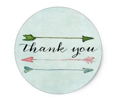 

1.5inch Mint Coral Arrows Calligraphy Thank You Sticker