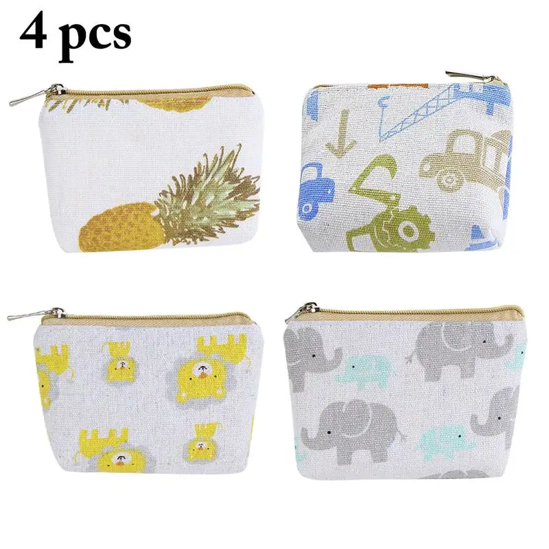 4 шт. креативный Кошелек для монет простая модная Холщовая Сумка с принтом чехол
