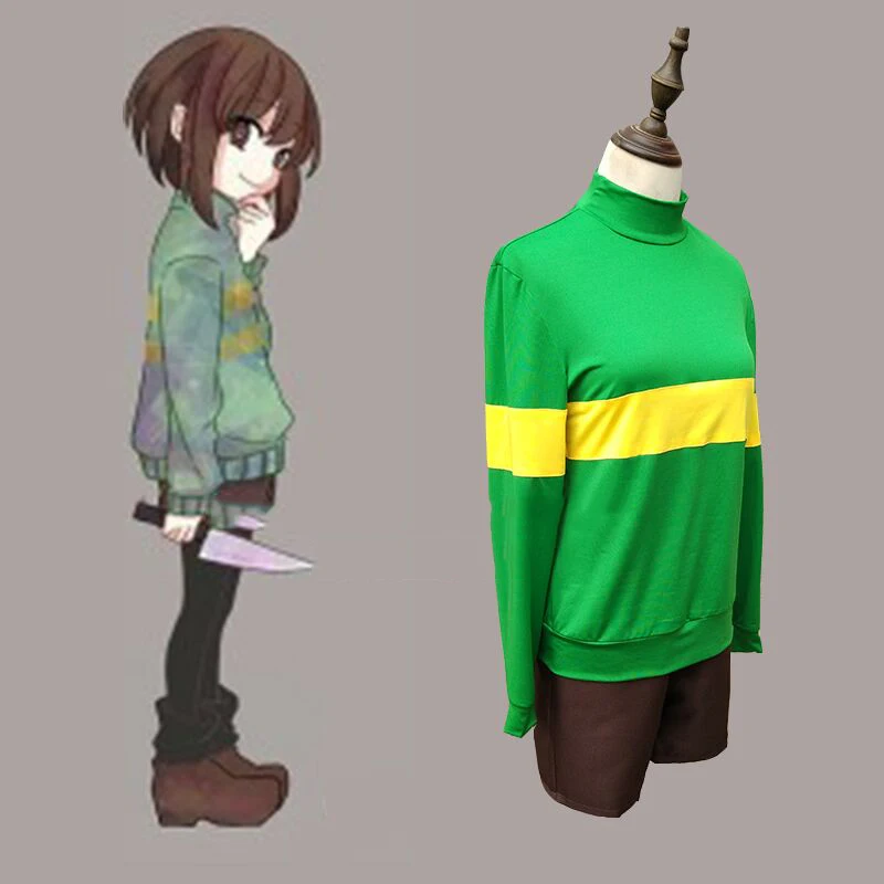 Костюм для костюмированной игры Undertale Chara топ и шорты полный комплект