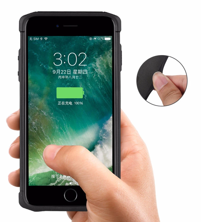 Чехол для зарядного устройства для iPhone 6, 6 s, ультра тонкий ударопрочный внешний аккумулятор, чехол для iPhone 7, 8, запасной внешний спортивный чехол для зарядного устройства