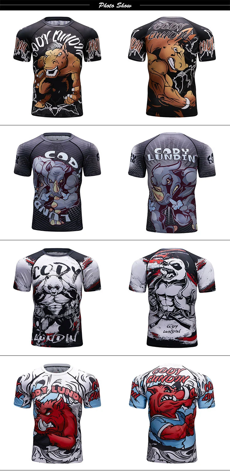 Новинка, Мужская компрессионная облегающая футболка UFC, MMA BJJ, длинные рукава, 3D принты, Рашгард, фитнес, базовый слой, мужские топы, одежда