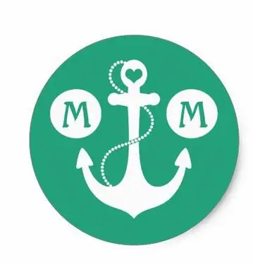 

1.5inch Nautical Monogram Classic Round Sticker