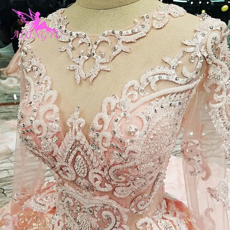 

AIJINGYU Wedding Dress Rhinestone Butterfly Shiny Luxury Cheap Lace Sexy Robes Plus Size Boho Ruffle Trim Bridal Gown Sale