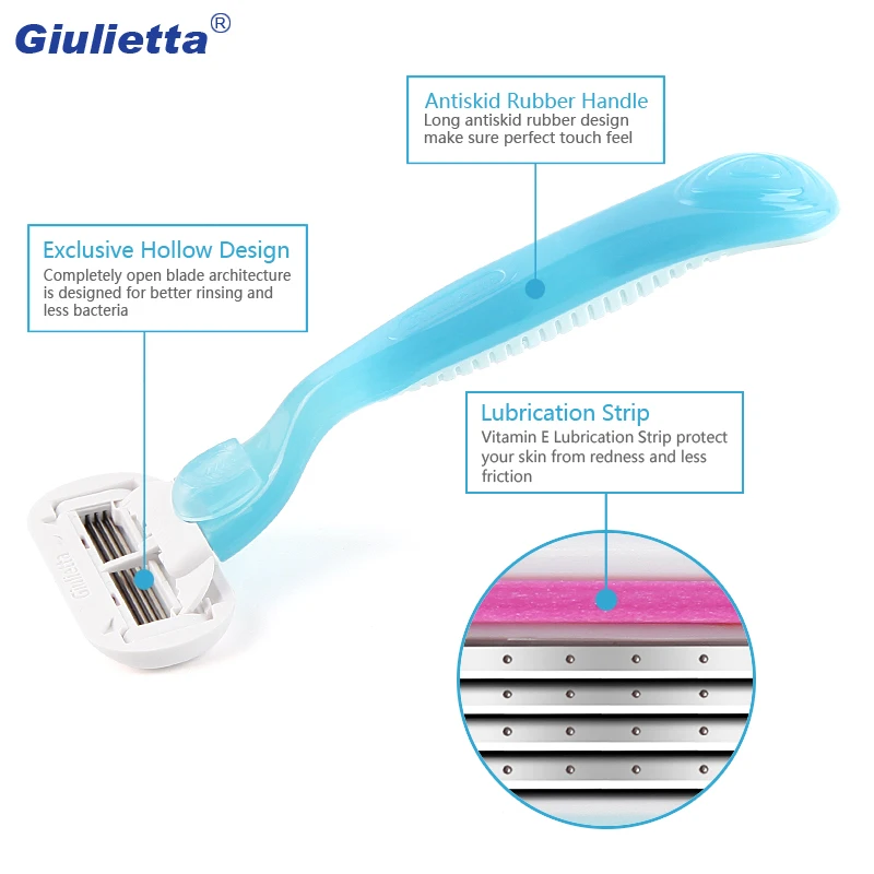 Giulietta Blades For Shaving Women 4 Layer Razor Blade Stainless Steel Replaceable Shaver Razors Venus 4pcs/lot | Красота и здоровье