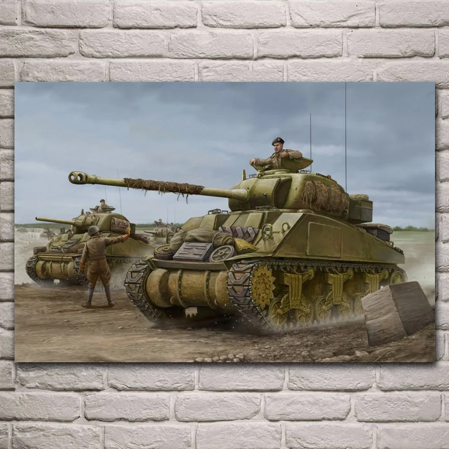 Sherman танки светлячков британская армия ww2 искусственная ткань фотография