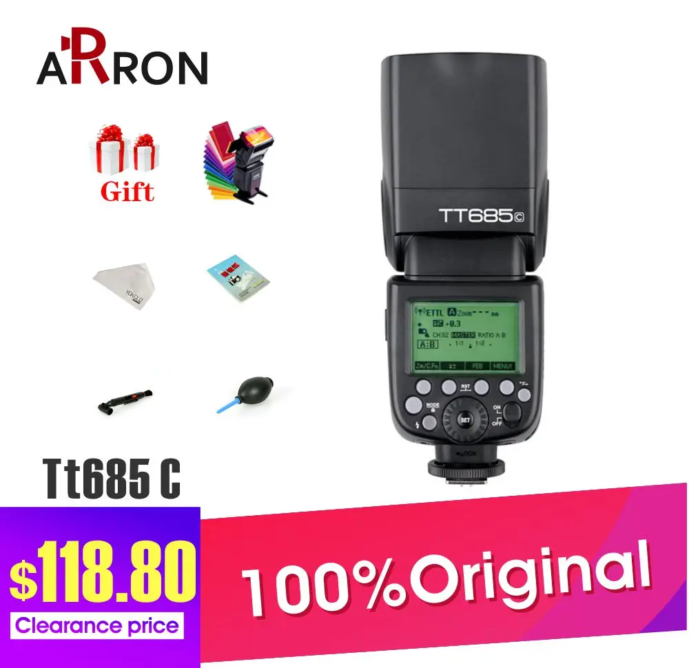 Godox TT685C Speedlite Высокоскоростная синхронизация внешняя TTL для Canon Flash 1100D 1000D 7D 6D 60D 50D