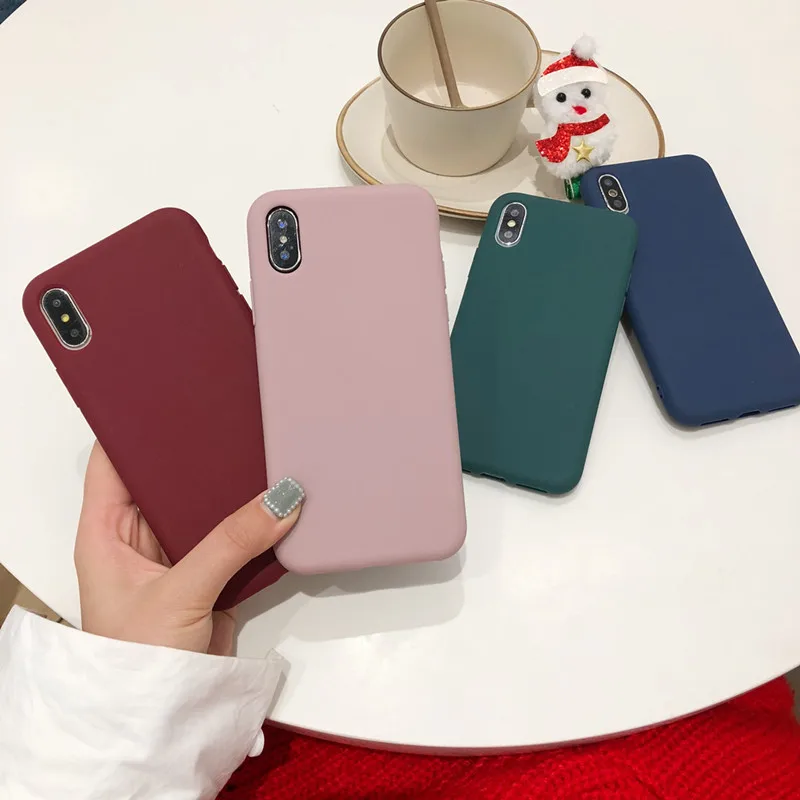 Fashion Original Simple Couple Phone Case For iPhone 6 6S 7 8 Plus X XS MAX XR Soft TPU Solid Color Back Cover Funda |