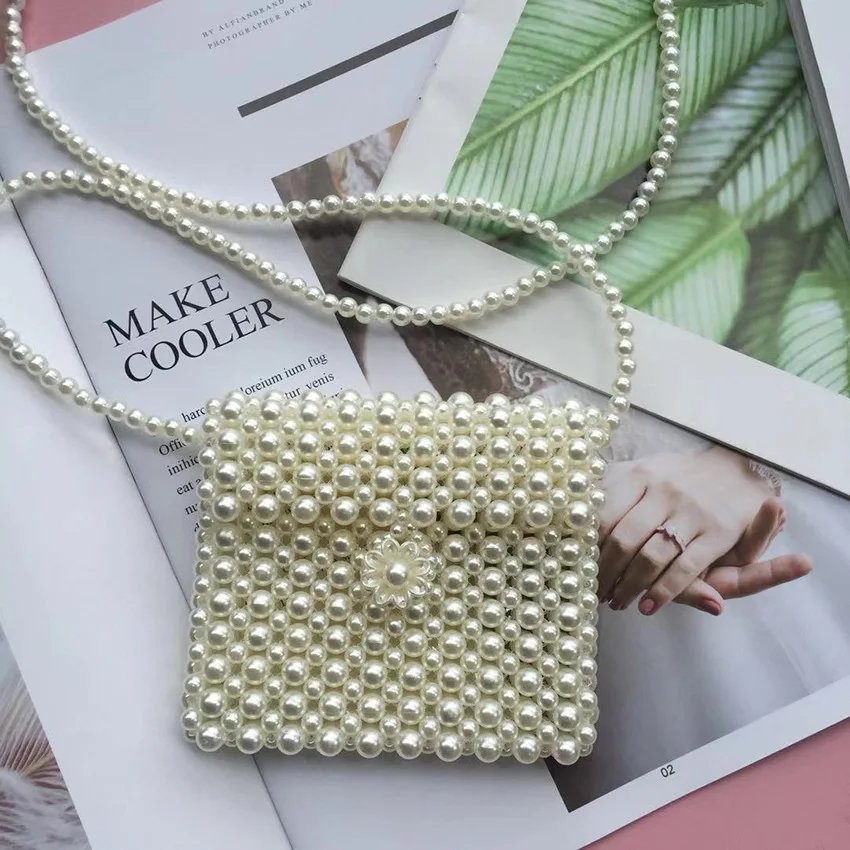 Hand-woven Pearl Bag Lady Net Red with The Same Style Small Crowd Design Ins Inclined | Багаж и сумки