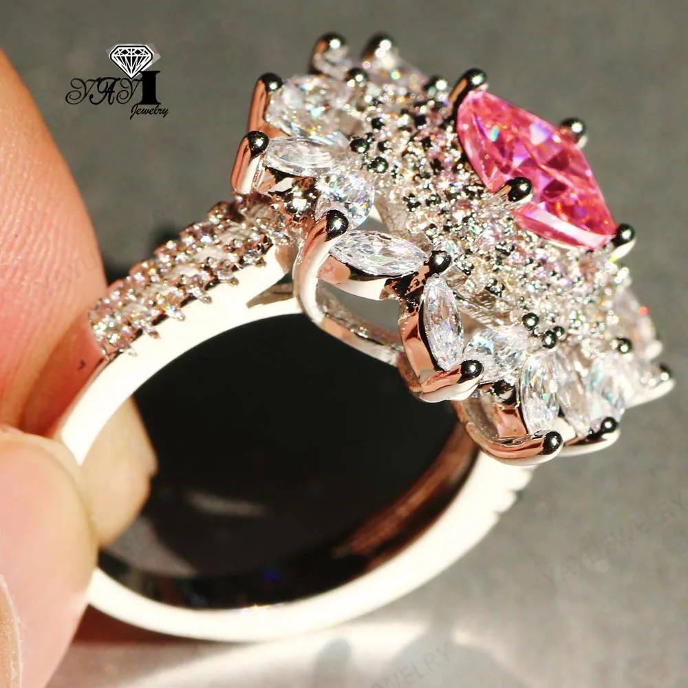 Ювелирные изделия YaYI Принцесса Cut 8 CT Розовый циркон серьги из серебра