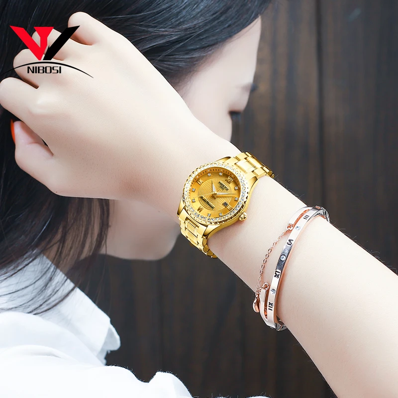 Relogio Feminino NIBOSI брендовые роскошные женские часы из нержавеющей стали 2018 с