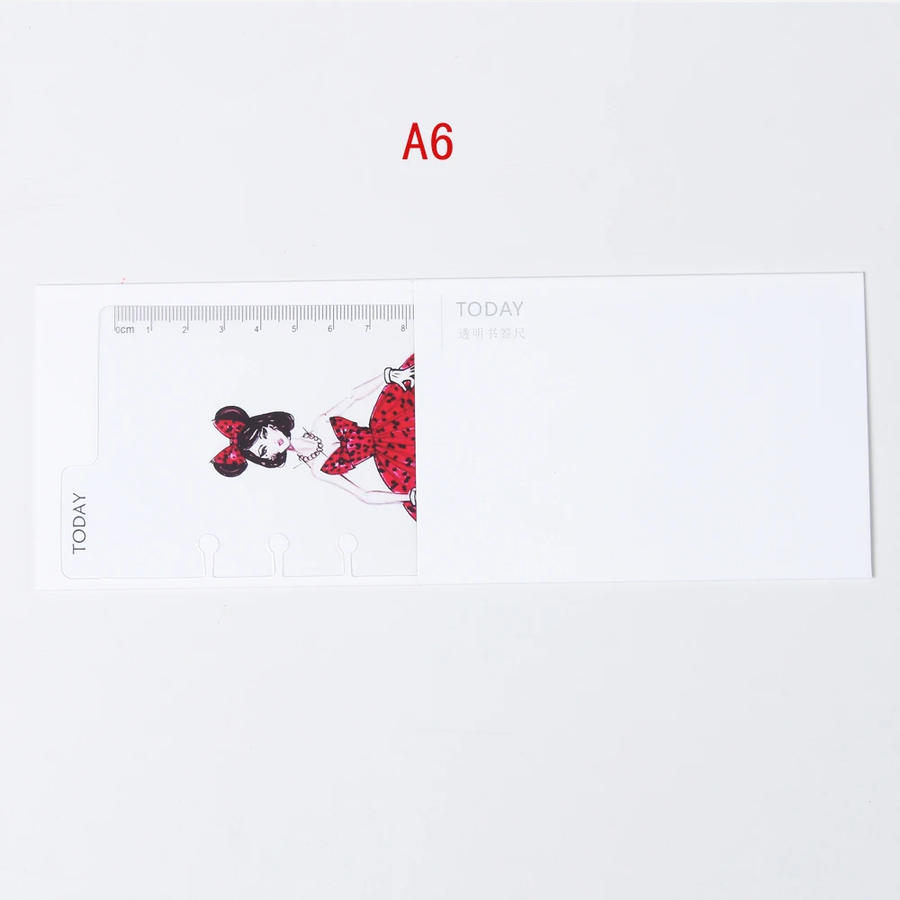 girl A6 Domikee творческий мультфильм PP 6 линейка с отверстиями для A5 A6 планировщик спираль блокнот канцелярские принадлежности, 4 цвета - Цвет: girl A6