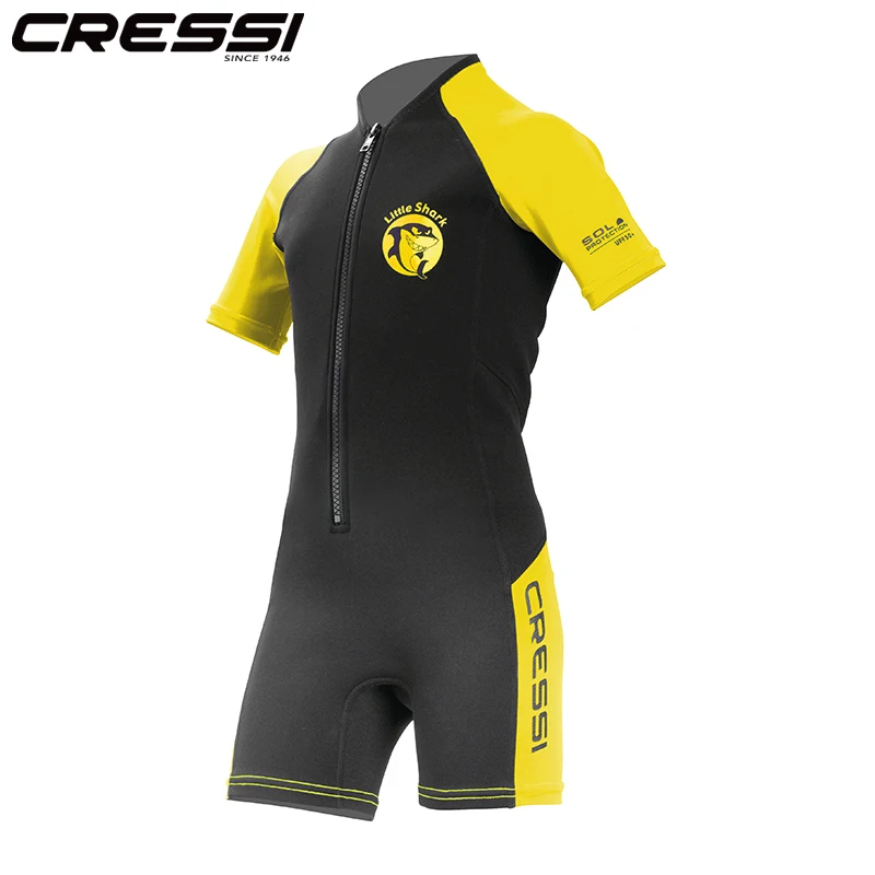 Cressi маленькая Акула 2 мм шорты гидрокостюм для детей мальчиков девочек держать теплый неопрен подводное плавание костюм для детей - Цвет: BLACK YELLOW