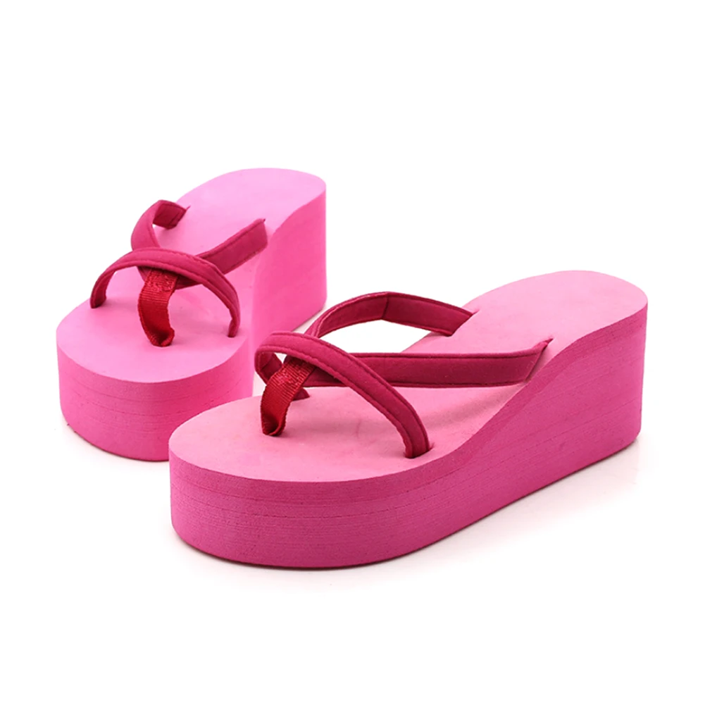 Сандалии на платформе; женская летняя обувь на высоком каблуке; Zapatillas; модные тапочки в полоску; пляжные сланцы; однотонные женские шлепанцы