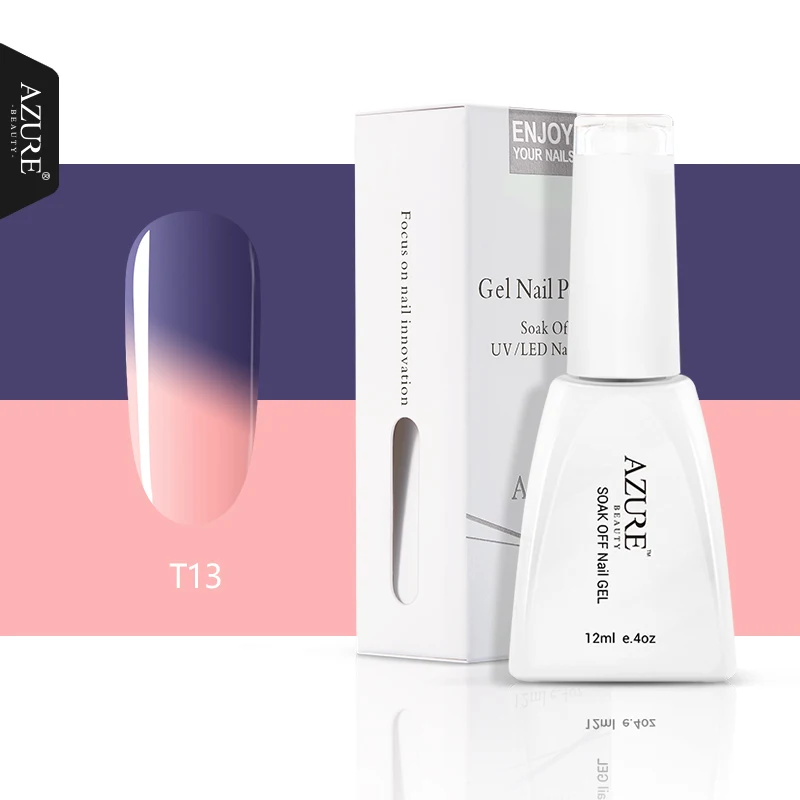 T13 Azure beauty термальный Хамелеон УФ-гель для ногтей замочить от Led Гибридный гель лак для ногтей температура УФ лак для ногтей 12 мл - Цвет: T13