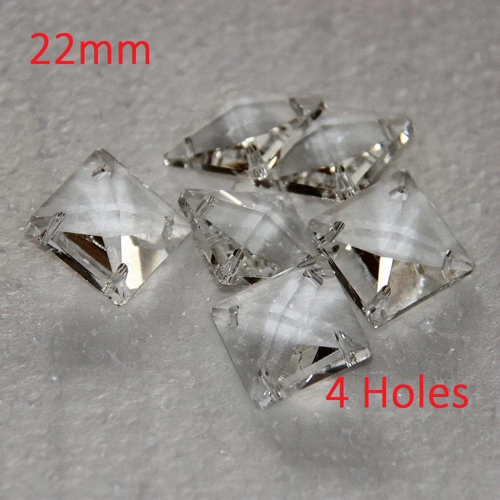 

22mm Shiny Clear Color Crystal Square Beads 4 Holes DIY Gift Art Accessories Wedding Part Decoration to Create An Atmosphere