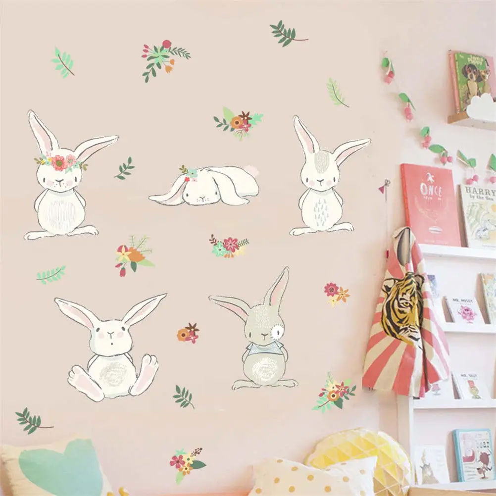 Лучшие продажи, 50x70 см, съемные, детские, с мультяшным Кроликом, настенные наклейки, домашний декор, милый