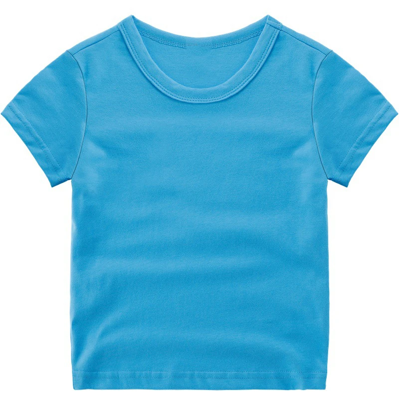 Плотная хлопковая футболка для маленьких мальчиков и девочек простая с коротким