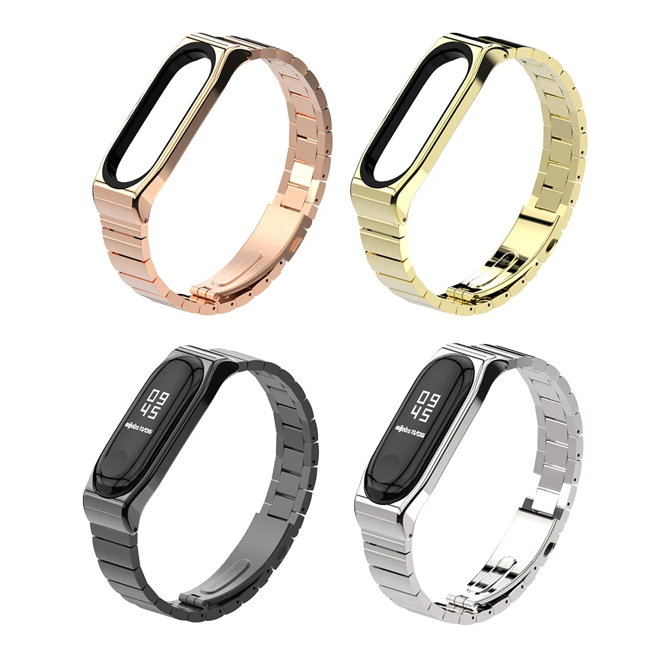Mi band 4 ремешок для Xiaomi mi ремешок 4 ремешок mi и 3 металлический браслет умный ремешок для часов Безвинтовой браслет из нержавеющей стали
