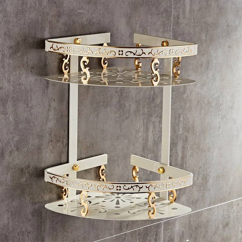 Carved Aluminum Alloy Bathroom Shelf Wall Mounted Basket Handware Antique/Gold/Black/White Shelves | Строительство и ремонт
