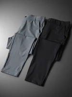 summer mens comfortable suit pants thin loose casual straight trousers ice silk black dark gray a2