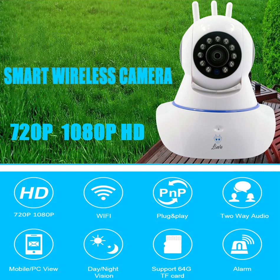 Wifi IP камера 1080P HD панорамированная ночного видения 2.0MP сетевая двухсторонняя