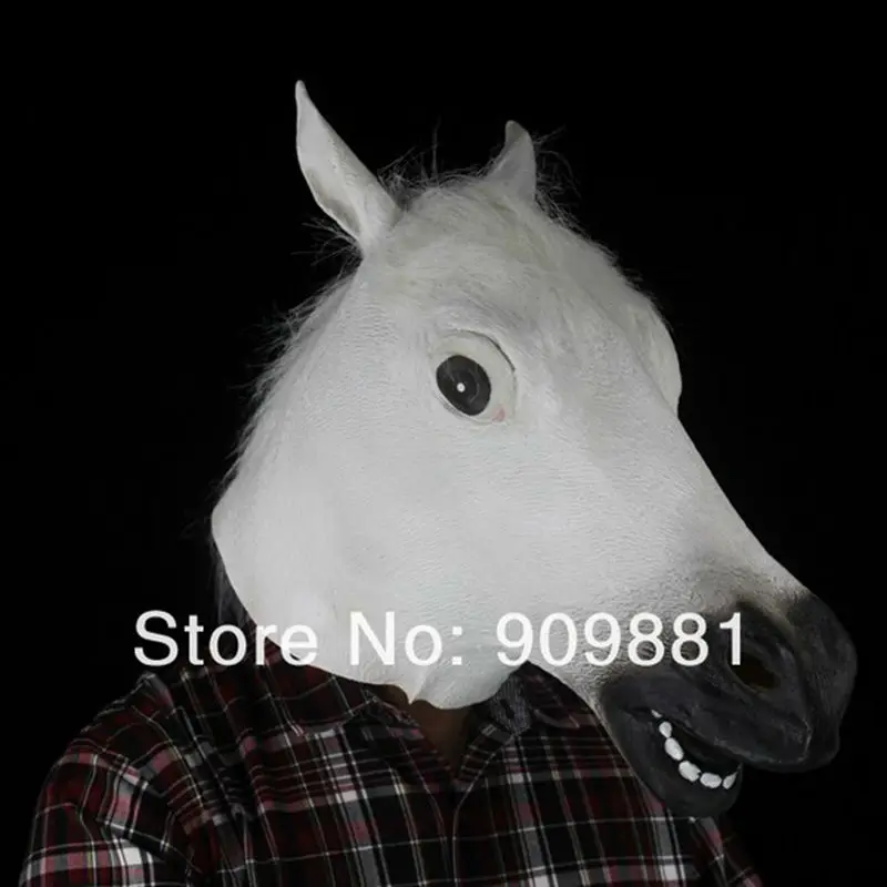Маска с головой лошади страшный костюм на Хэллоуин латексная меховой гривой