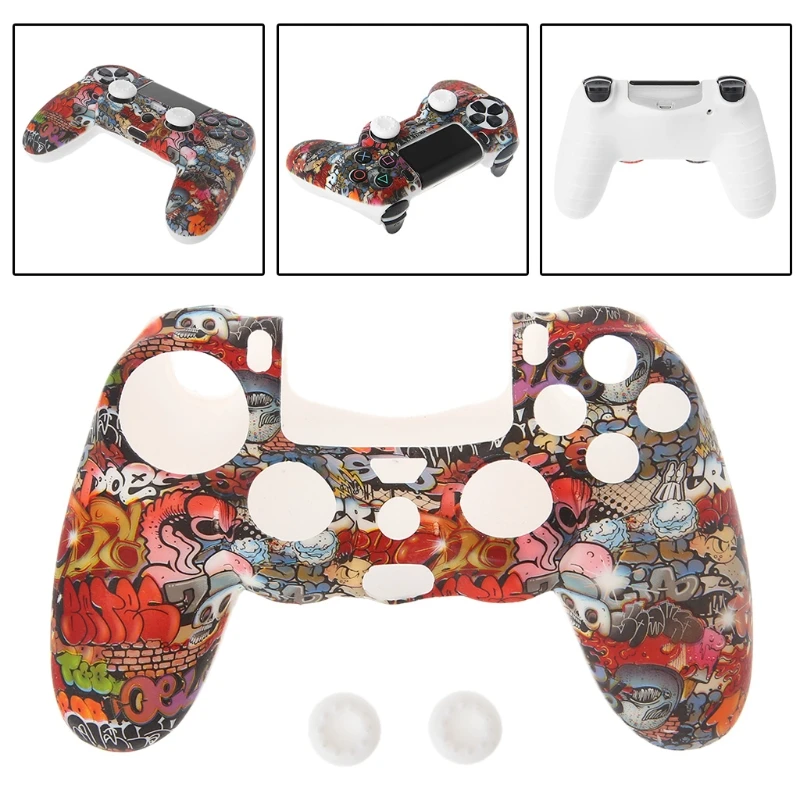 Gamepad Controller Protective Cover Silicone Sleeve Guard + 2 Grip Caps For PS4 | Электроника